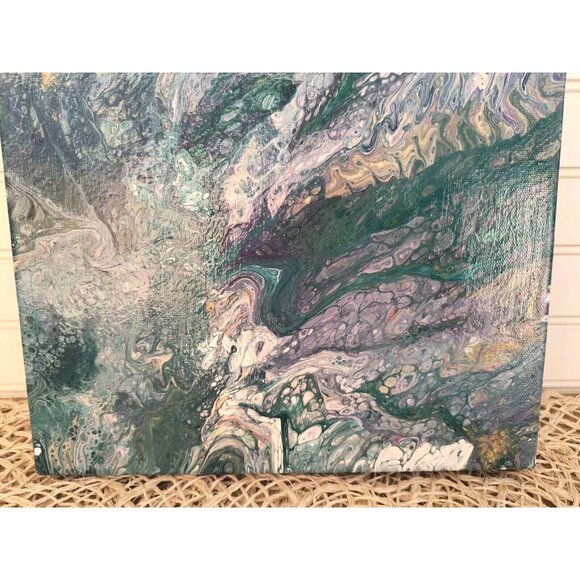 SET/2 Coastal Waves Flow Fluid Art, Hand Painted, Swipe and Spin Abstract, EUC - Picture 12 of 16